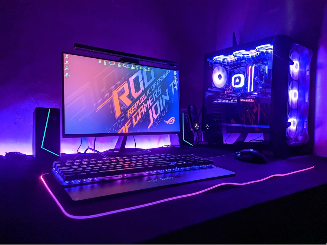 RGB gaming PC setup with monitor and tower – gaming PC rental in Dubai
